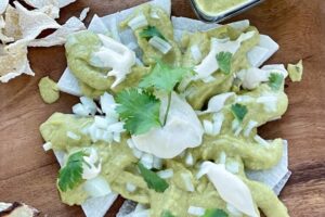 Jicama Chilaquiles with Salsa Verde Sauce & Marinade